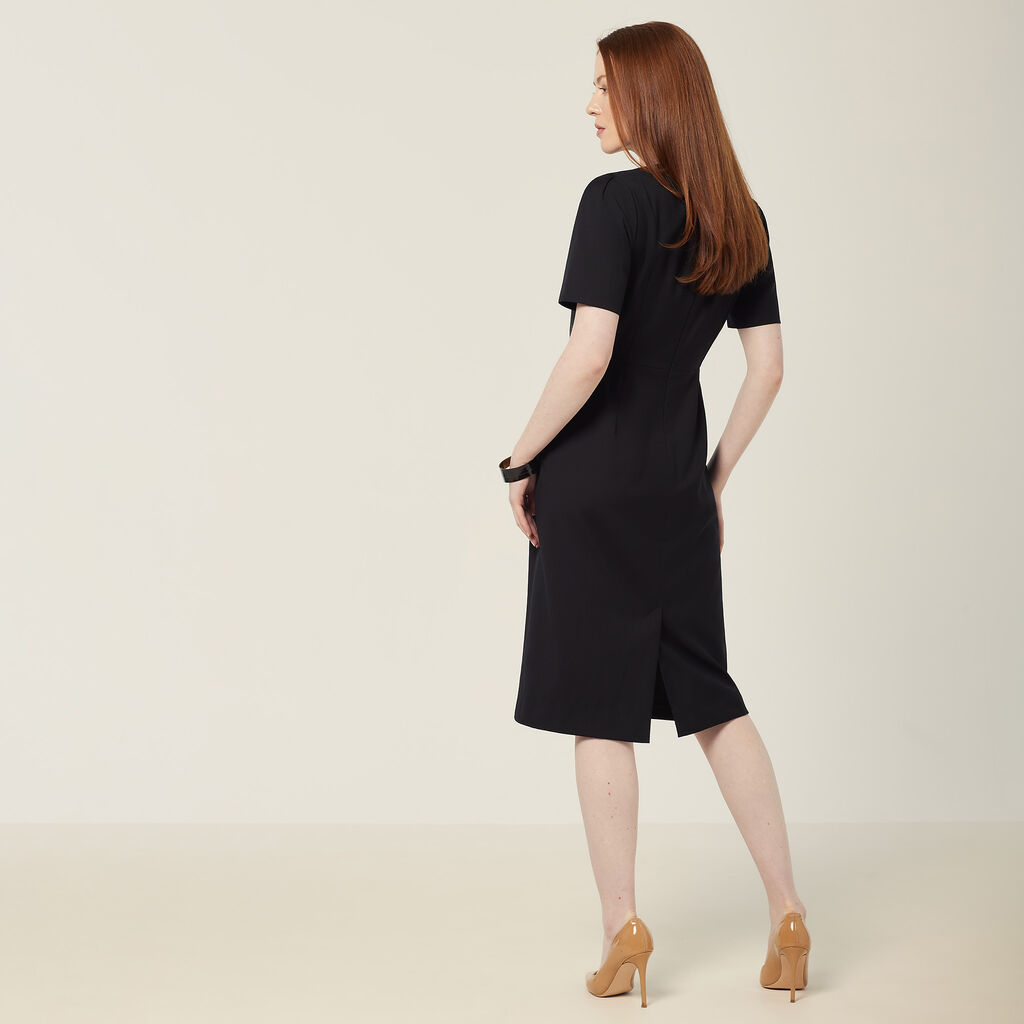 Wool Blend Twill Short Sleeve Dress