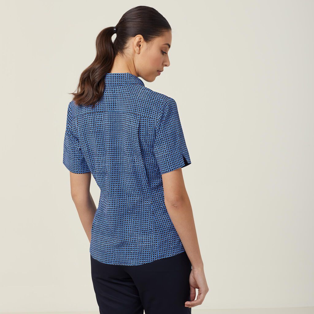 Pixel Print Short Sleeve Action Back Shirt 