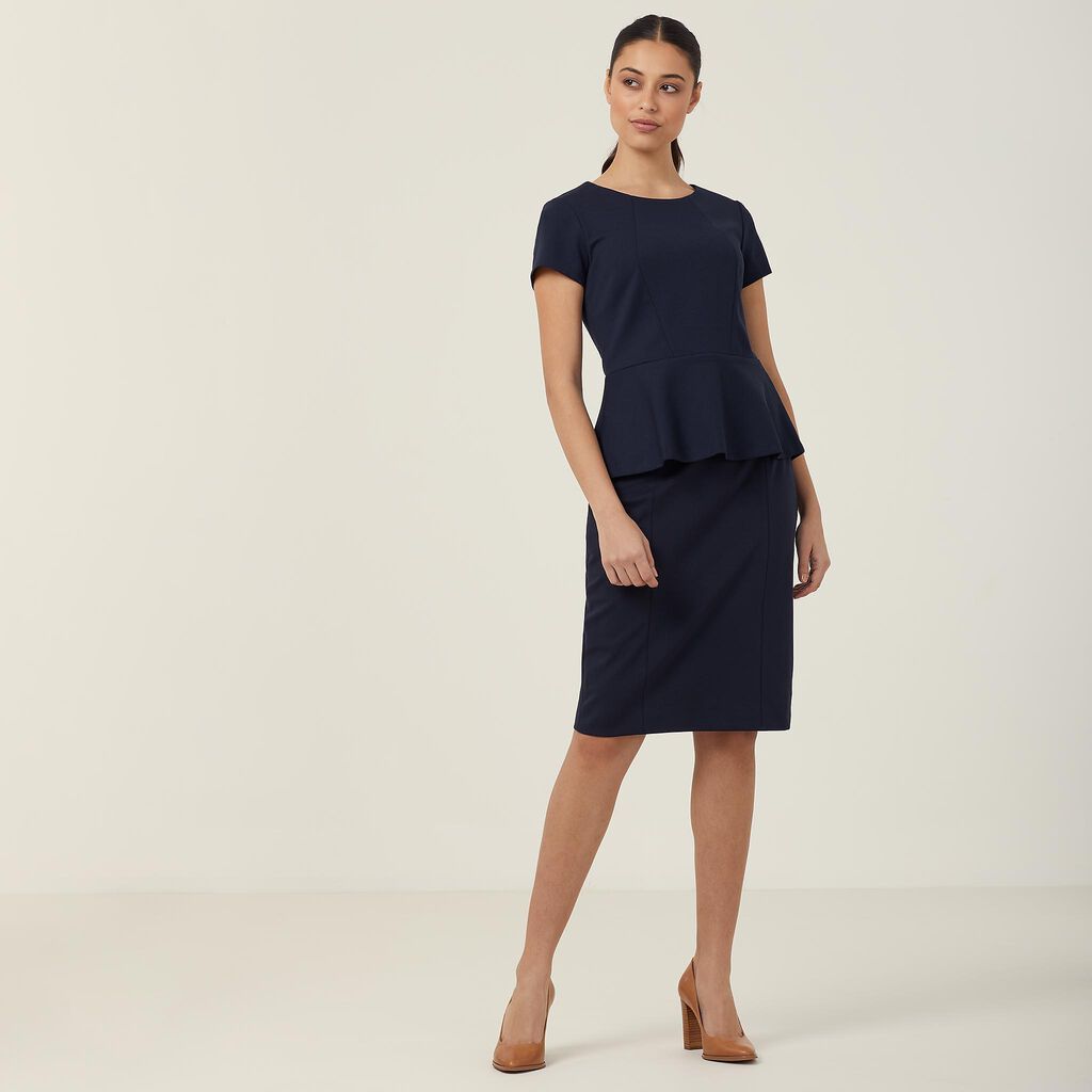 Ponte Knit Cap Sleeve Peplum Top 