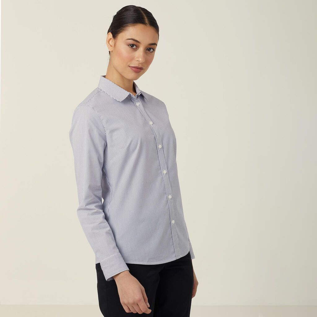 Avignon Fine Block Stripe Stretch Long Sleeve Shirt