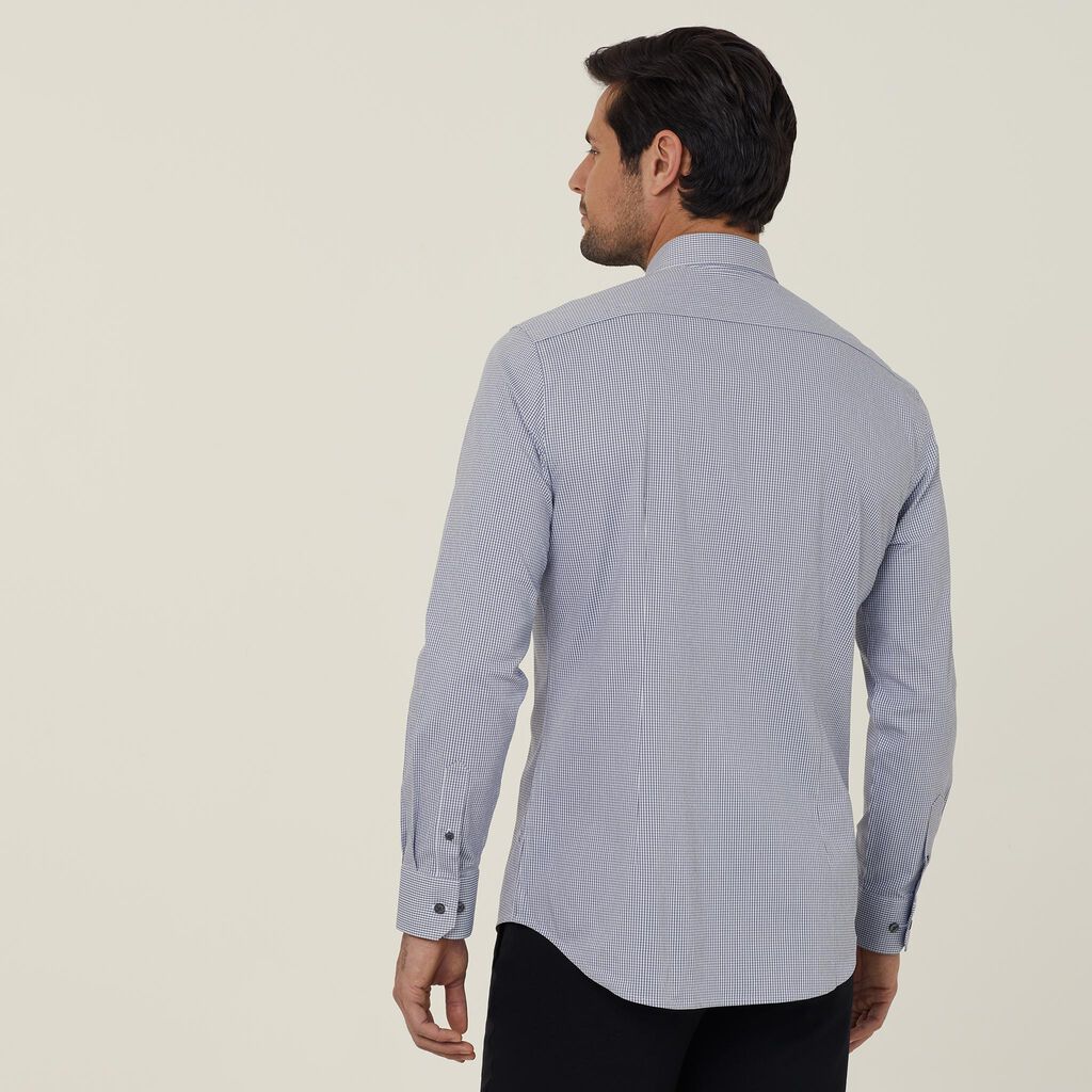 Avignon Gingham Check Stretch Long Sleeve Slim Shirt