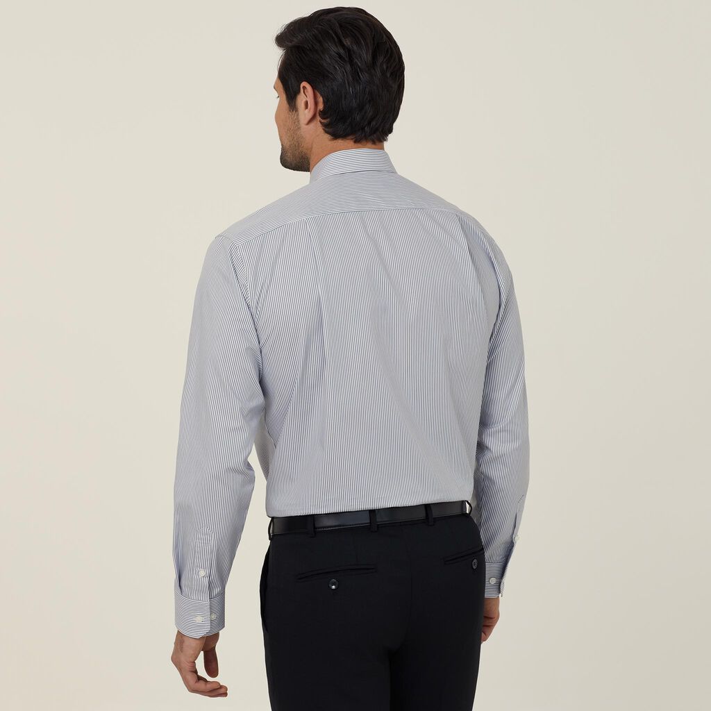 Avignon Fine Block Stripe Stretch Long Sleeve Shirt