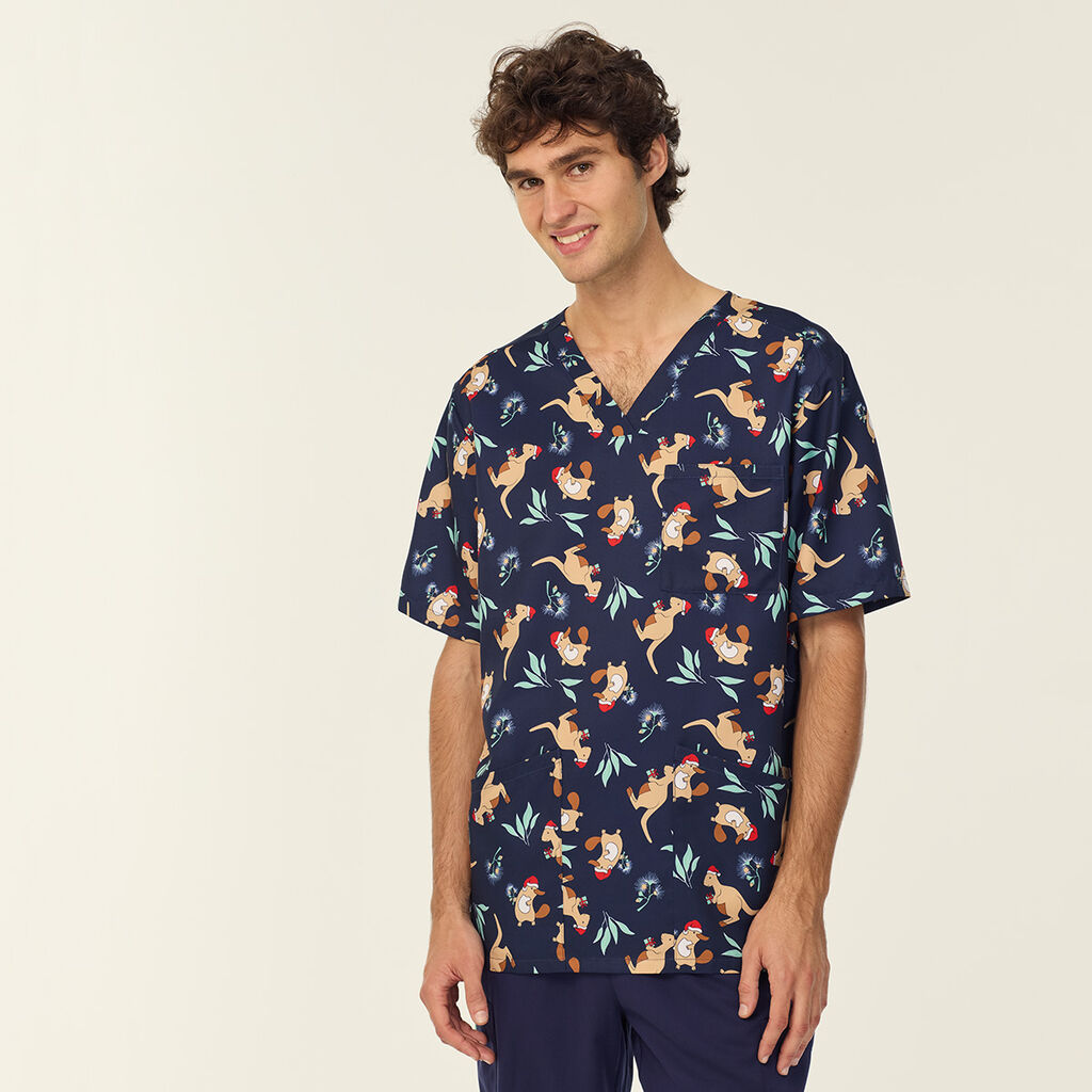 Native Festive Scrub Top