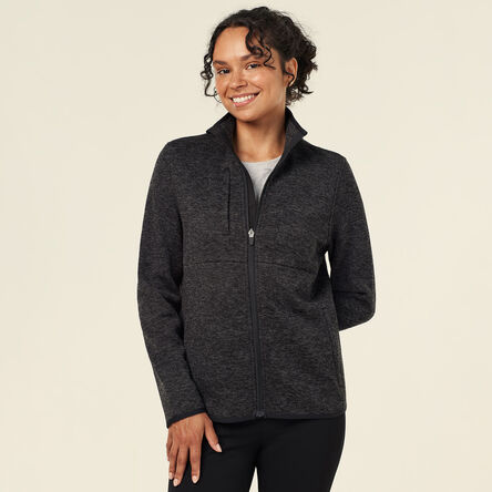 Textured Fleece Zip Front Jacket