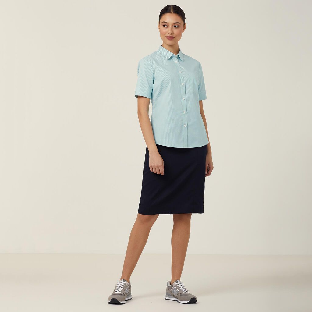 Avignon Fine Block Stripe Stretch Short Sleeve Shirt
