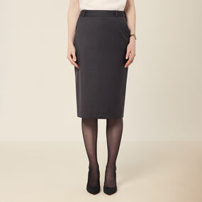 Wool Blend Twill Secret Waist Midi Skirt