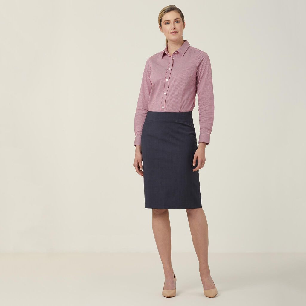 Avignon Gingham Check Stretch Long Sleeve Slim Shirt