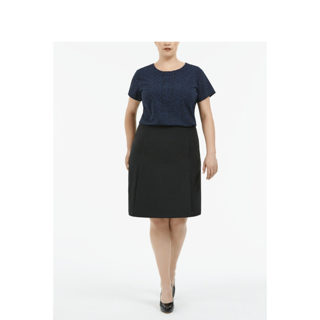 Pebble print cap sleeve blouse, blue 