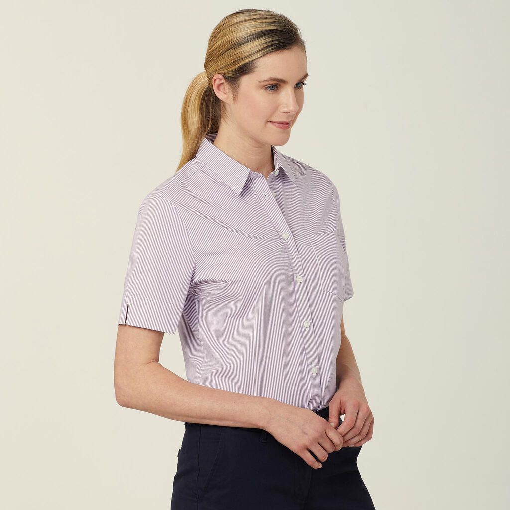 Avignon Fine Block Stripe Stretch Short Sleeve Shirt