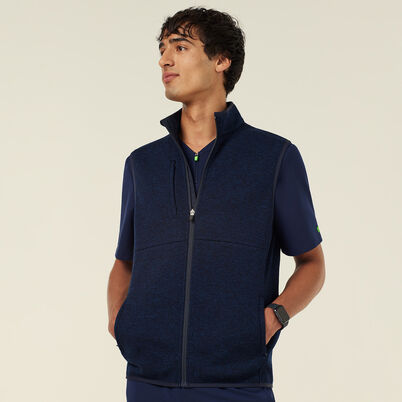 Men's Textured Fleece Zip Front Vest