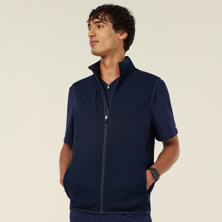 Men's Textured Fleece Zip Front Vest