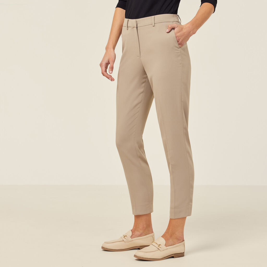 Crepe Stretch High Waist Cropped Pant