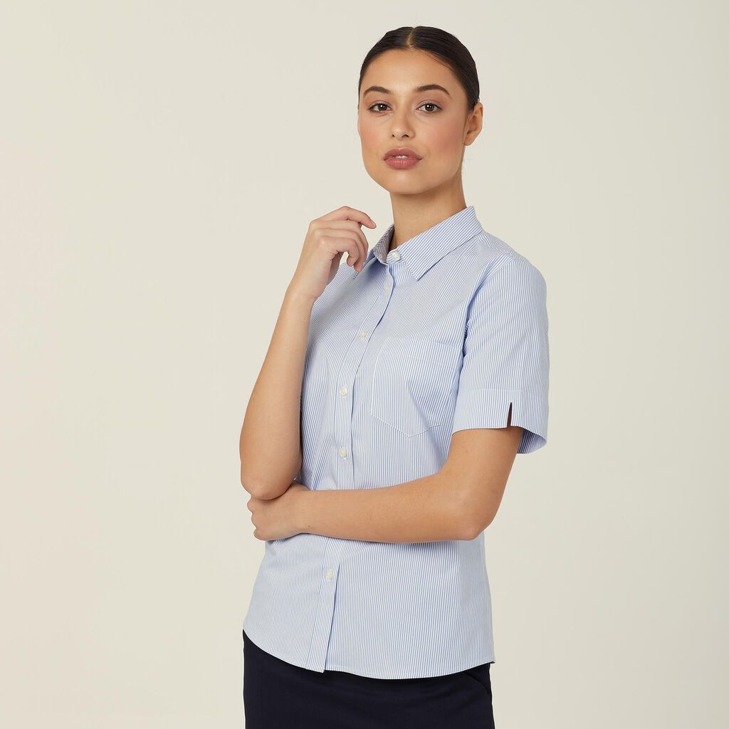 Avignon Fine Block Stripe Stretch Short Sleeve Shirt