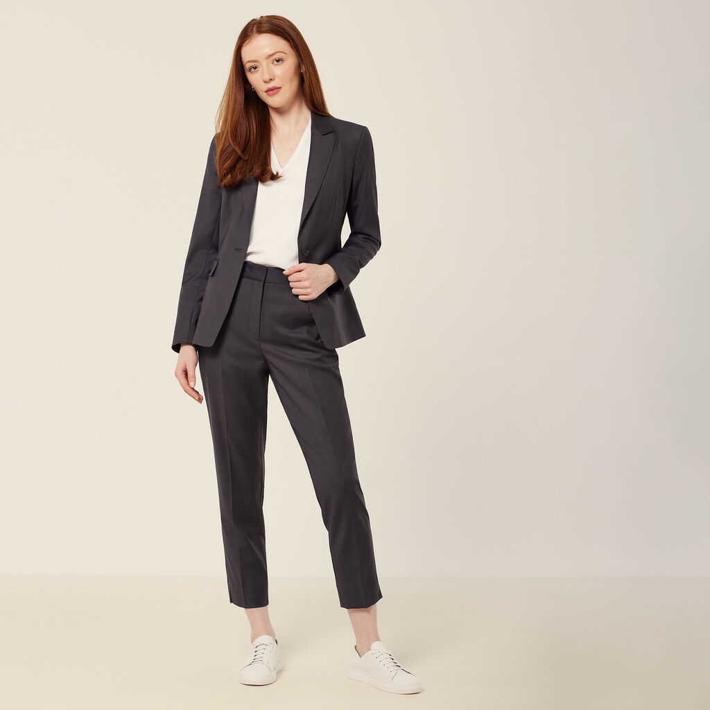 Wool Blend Twill Secret Waist Slim Leg Pant