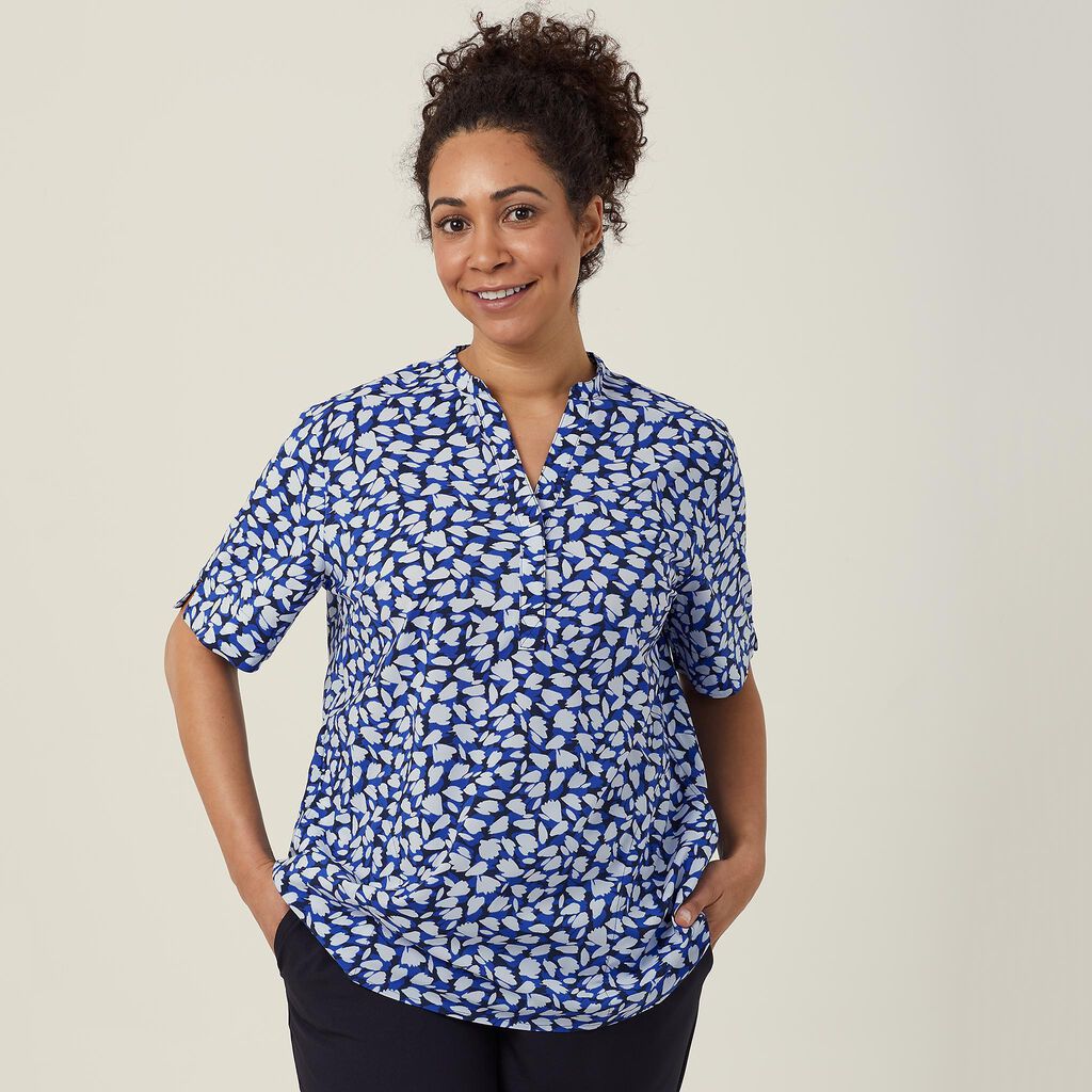 Antibacterial Petal Print Short Sleeve Tunic