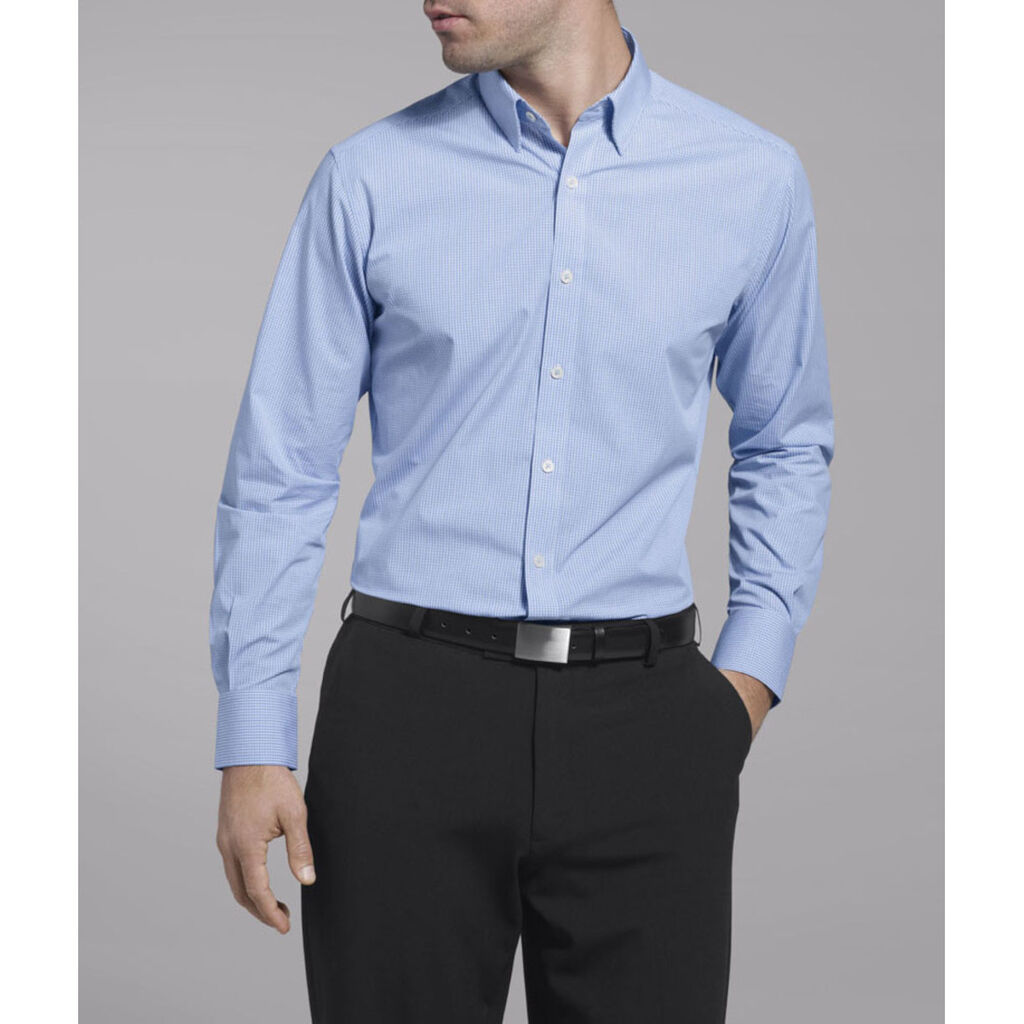 Gingham Long Sleeve Bias Trim Shirt