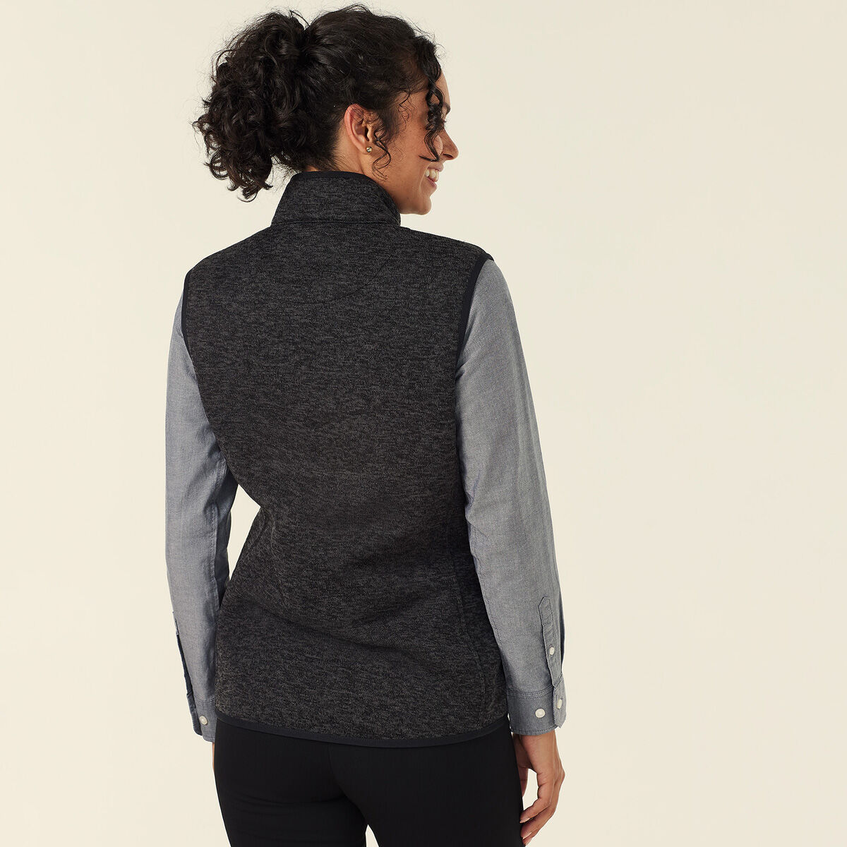 Textured Fleece Zip Front Vest