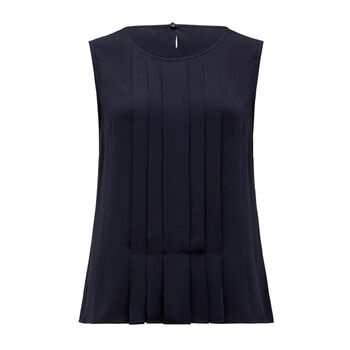 Sleeveless Pleat Front Blouse