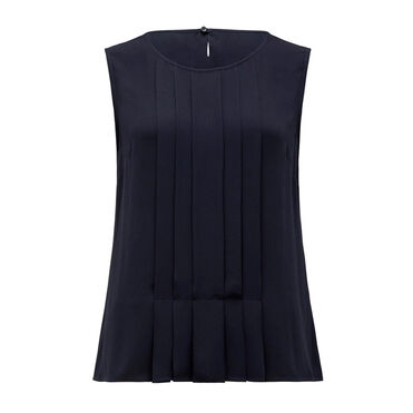 Sleeveless Pleat Front Blouse