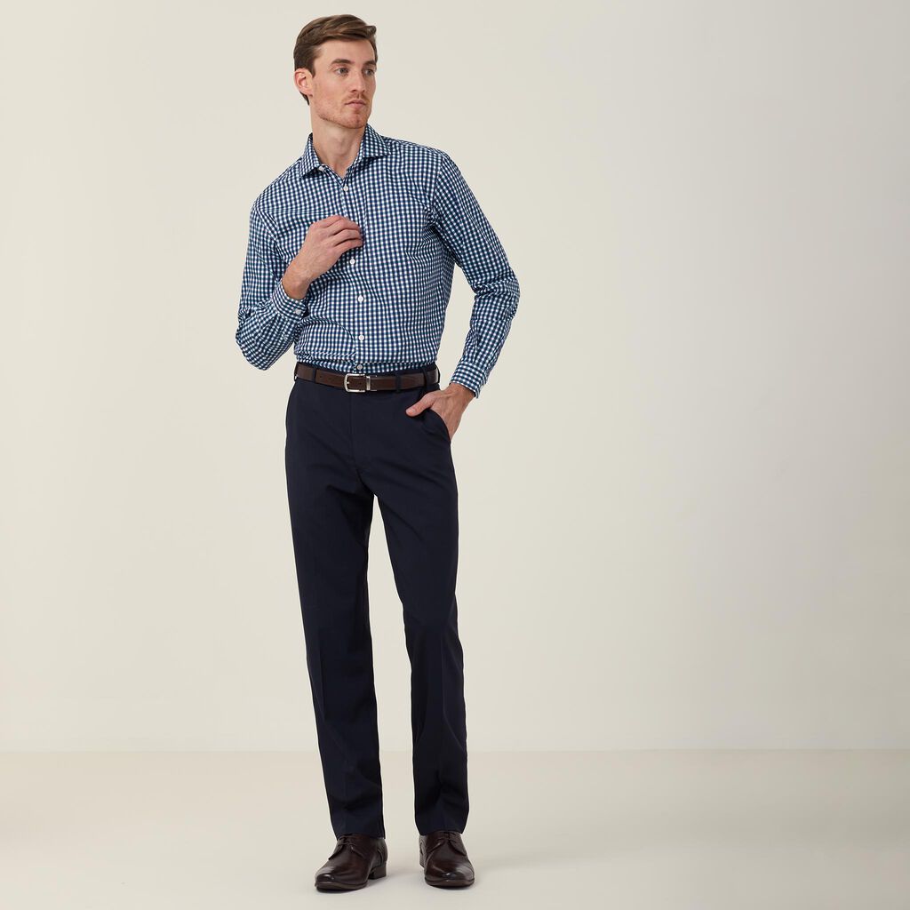 Stretch Wool Blend Flat Front Pant