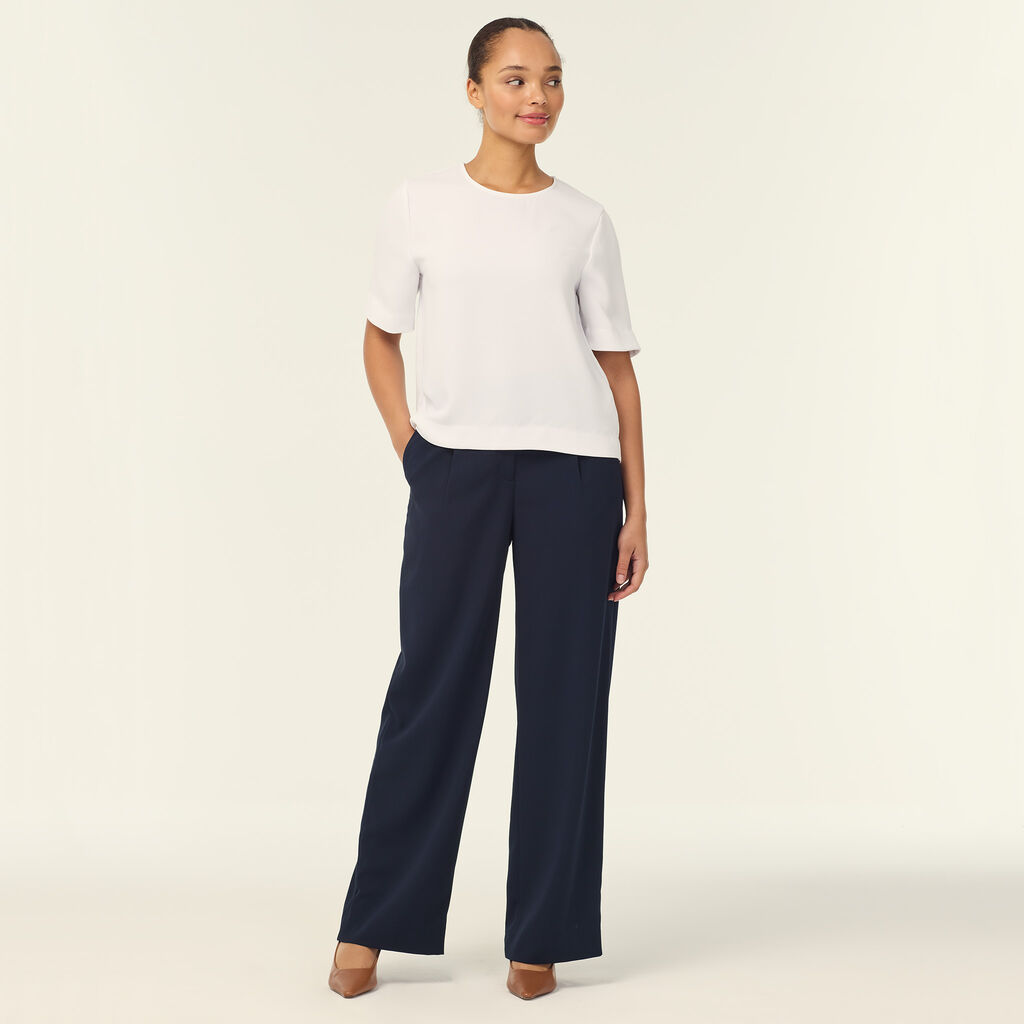 Crepe Stretch Wide Leg Pant