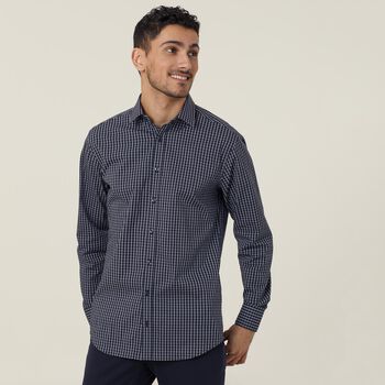 Avignon Window Check Stretch Long Sleeve Shirt