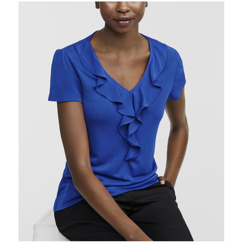 Matt Jersey Cap Sleeve Ruffle T-Top