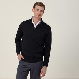 Trevira&reg; Wool Blend Long Sleeve Zip Neck Jumper