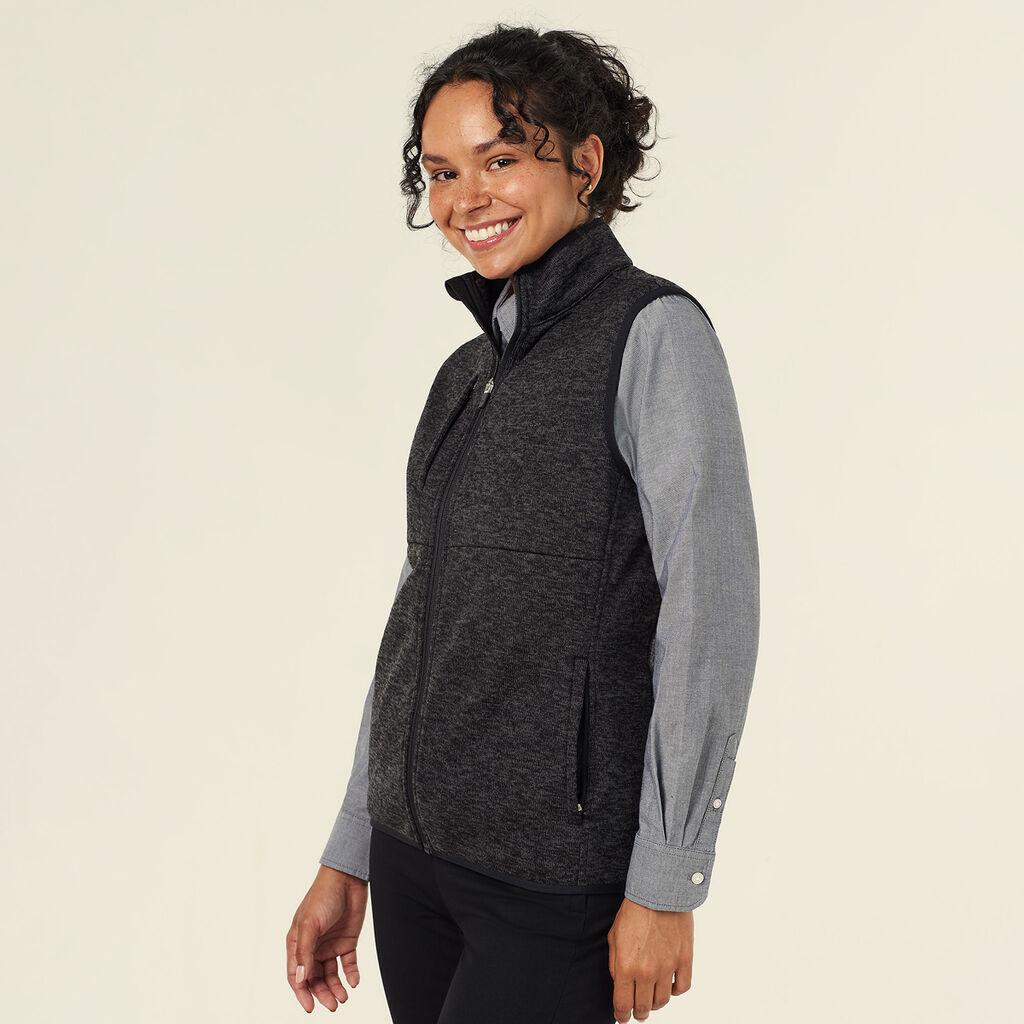 Textured Fleece Zip Front Vest