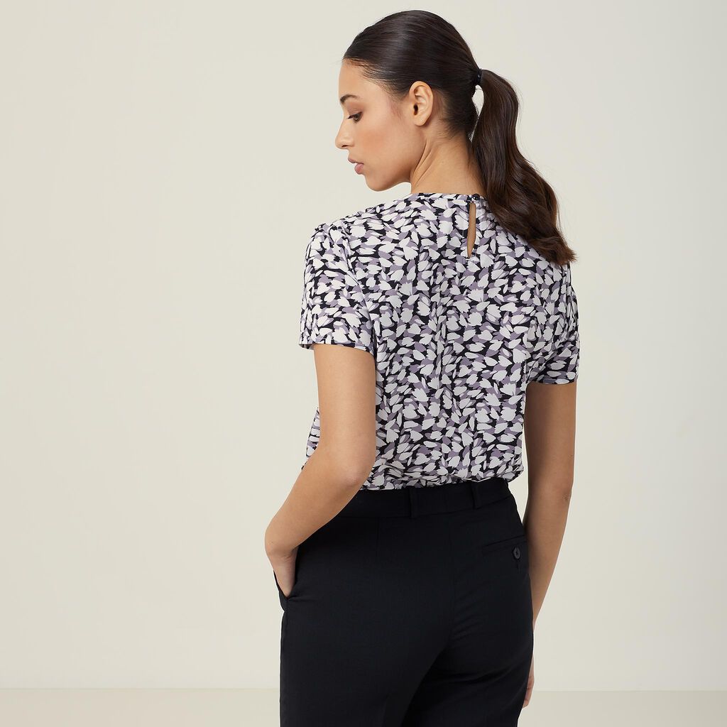 Antibacterial Petal Print Short Sleeve Top