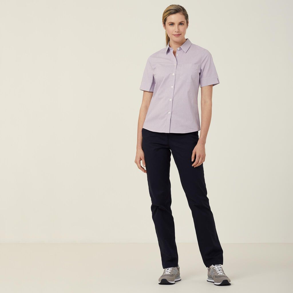 Avignon Fine Block Stripe Stretch Short Sleeve Shirt