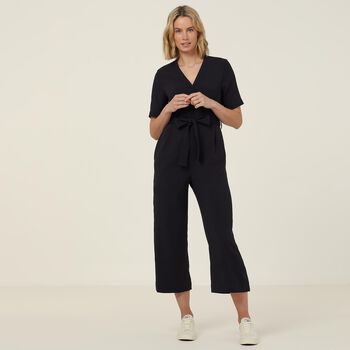 Heavy Stretch Georgette Short Sleeve Jumpsuit