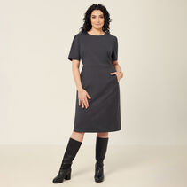 Wool Blend Twill Short Sleeve Dress