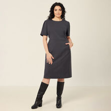 Wool Blend Twill Short Sleeve Dress