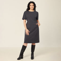 Wool Blend Twill Short Sleeve Dress