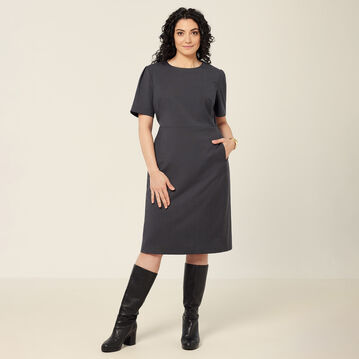 Wool Blend Twill Short Sleeve Dress