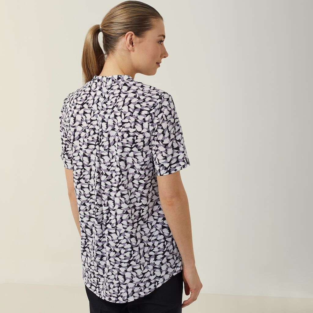 Antibacterial Petal Print Short Sleeve Tunic