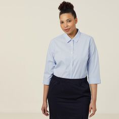 Avignon Fine Block Stripe Stretch 3/4 Sleeve Shirt