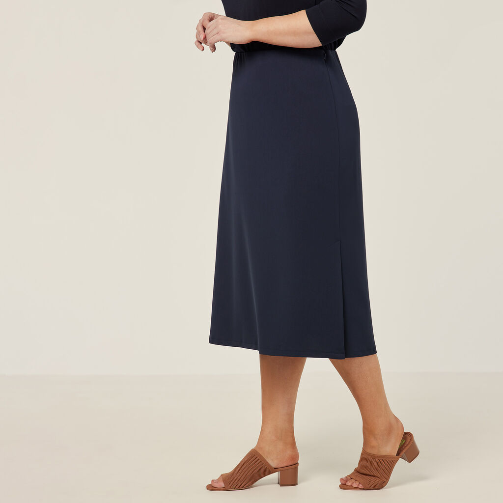 Crepe Stretch Midi Length A-line Skirt