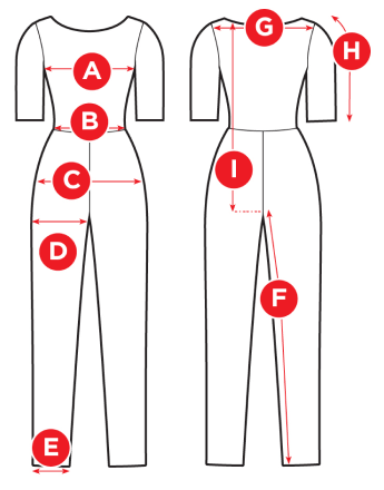 Jumpsuits - measuring diagram