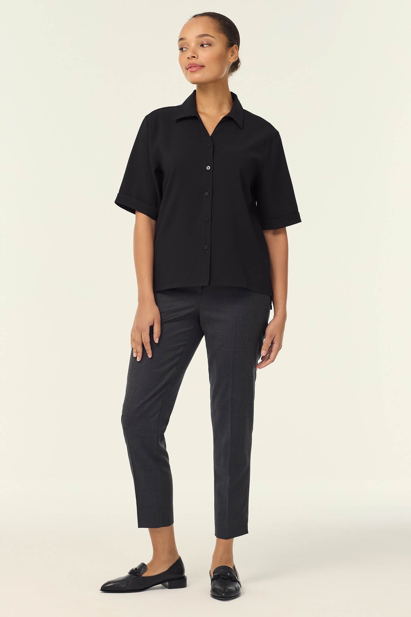 Heavy Stretch Georgette Short Sleeve Shirt