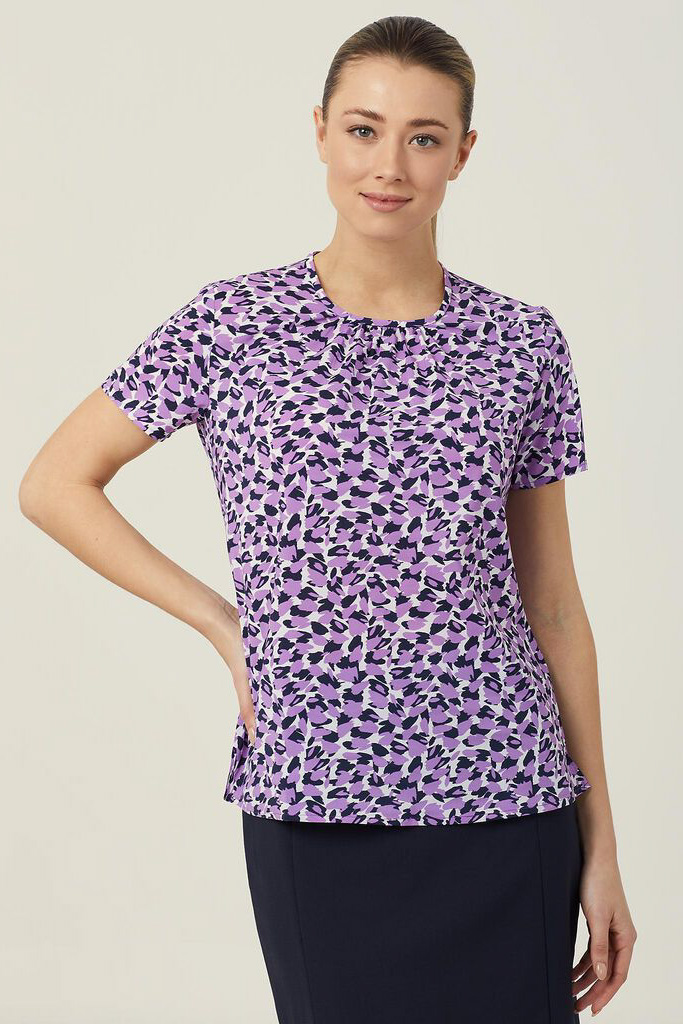 Antibacterial Petal Print Short Sleeve Top