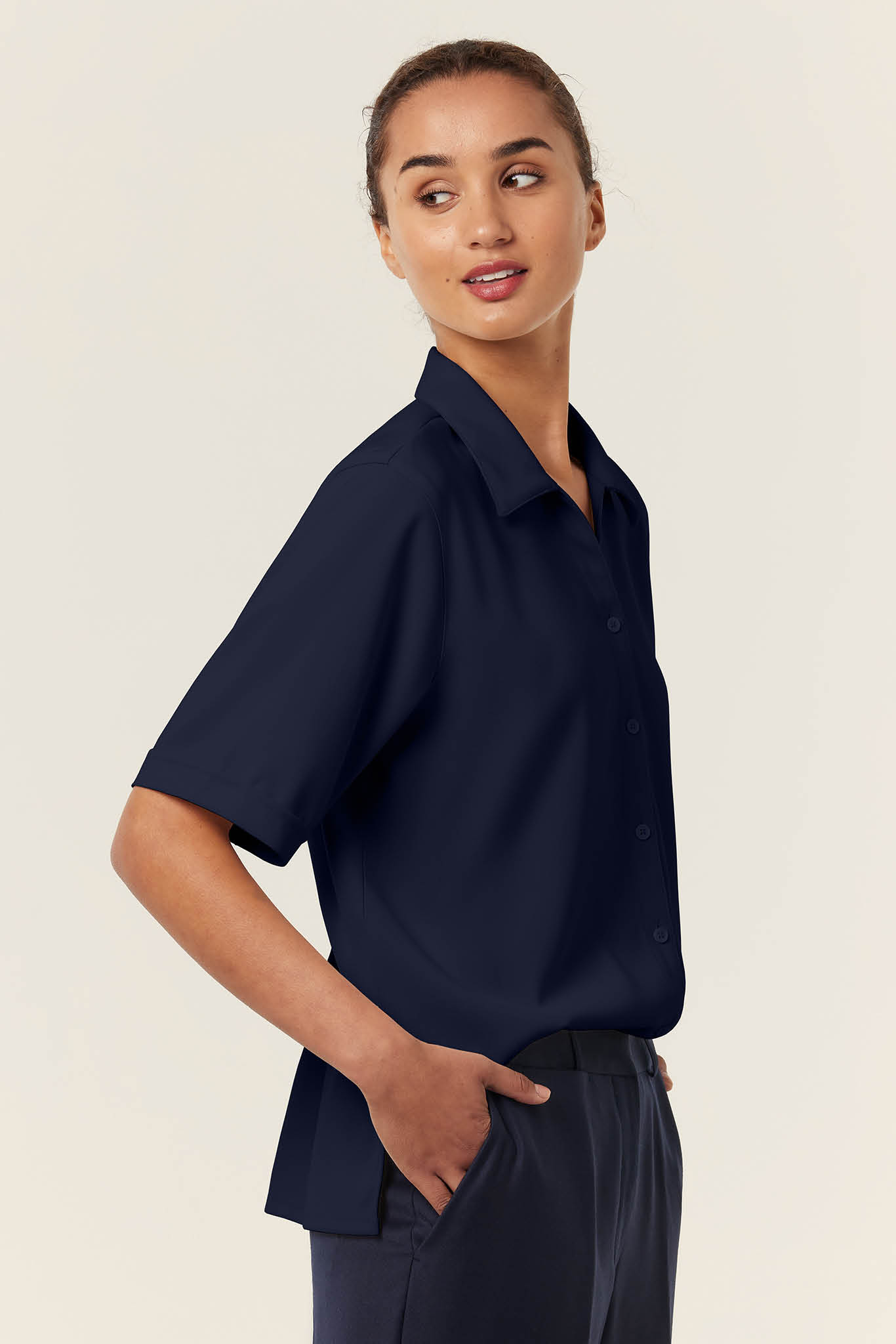 Heavy Stretch Georgette Short Sleeve Shirt