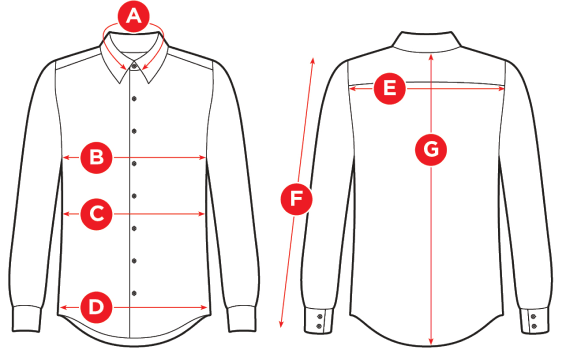Business Shirts - measuring diagram