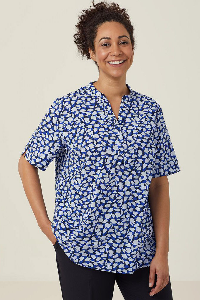 Antibacterial Petal Print Short Sleeve Tunic