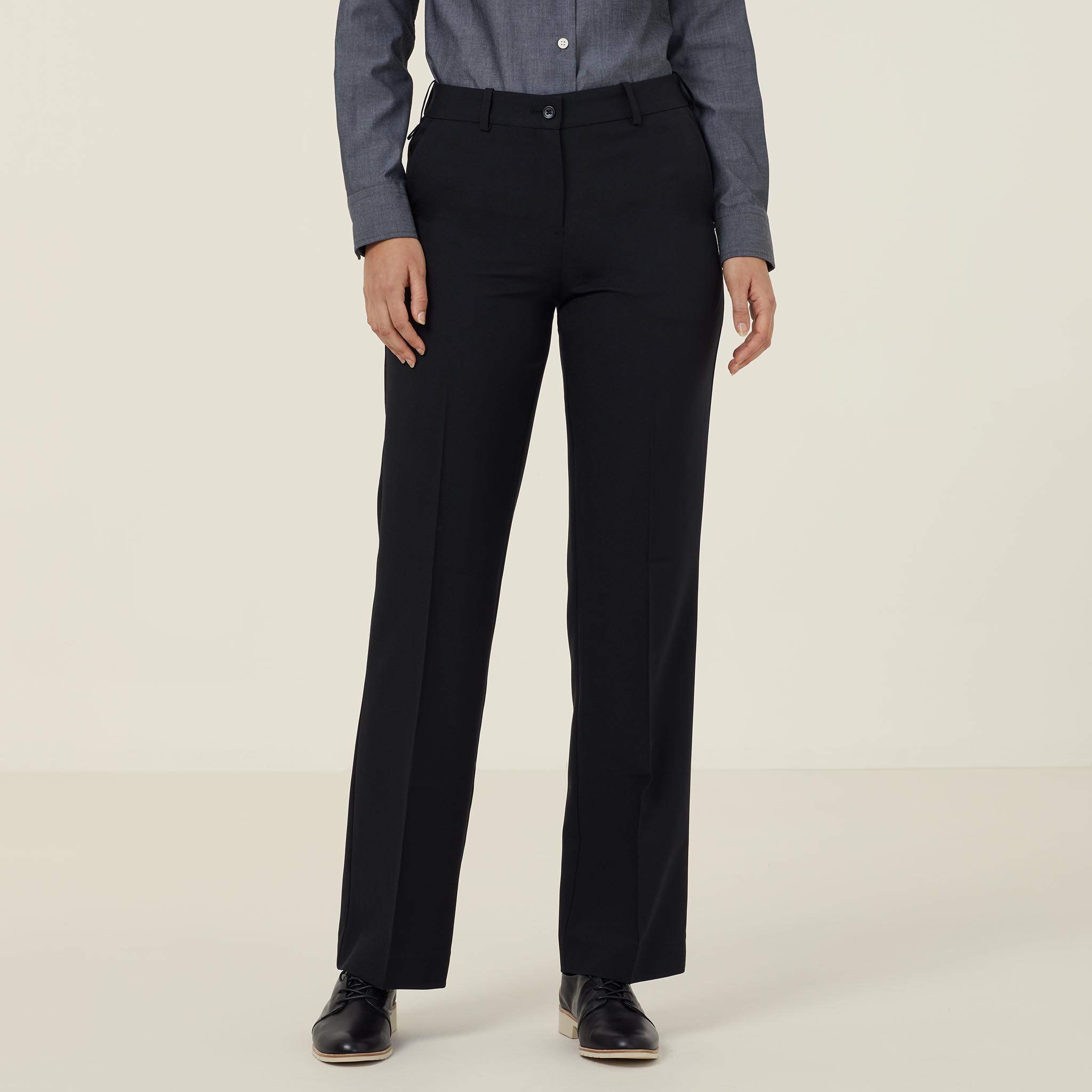 Elastic waist straight leg pants clearance
