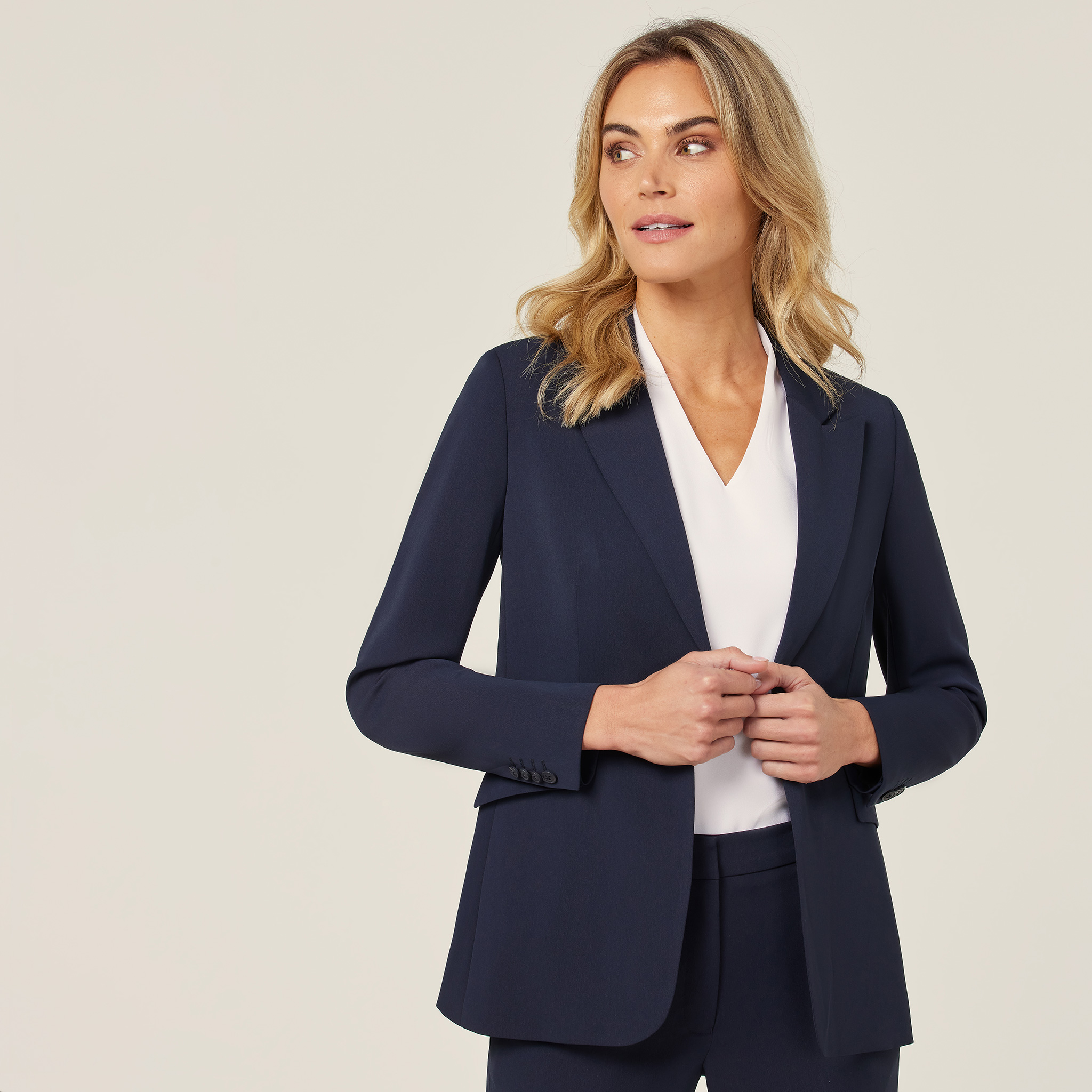 Crepe Stretch Longline Jacket, navy | NNT Uniforms