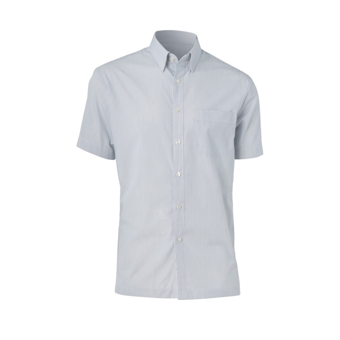Blue & White Short Sleeve Button Down Collared Top main image 0