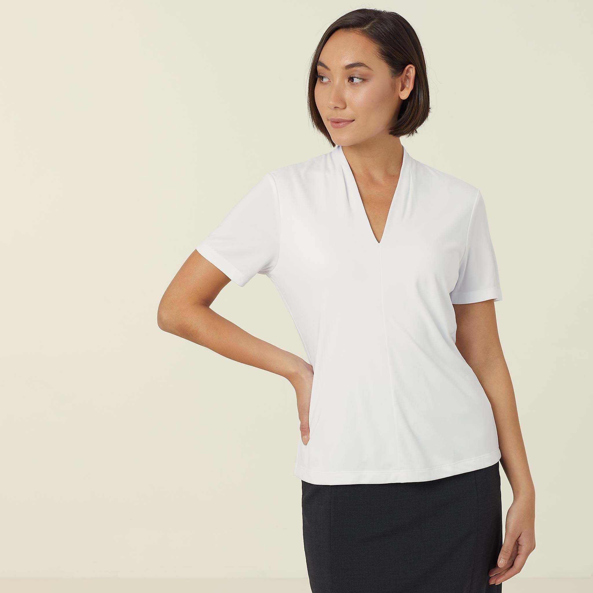Matt Jersey V Neck Short Sleeve Top 