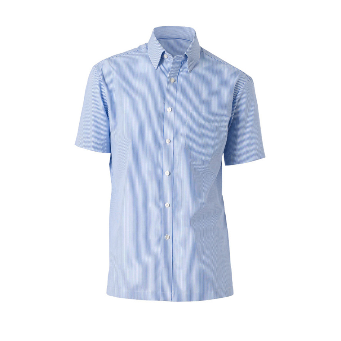 Stripe Short Sleeve Button Down Collar Shirt, blue | NNT Uniforms